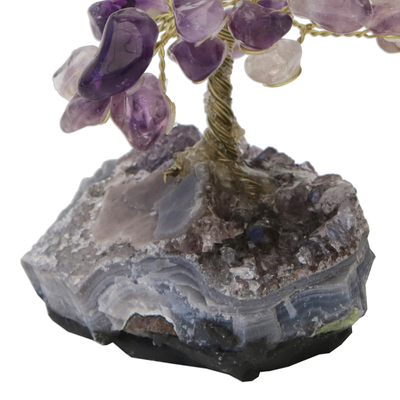 Amethyst gemstone tree, 'Regal Leaves' - Amethyst Gemstone Tree Crafted in Brazil