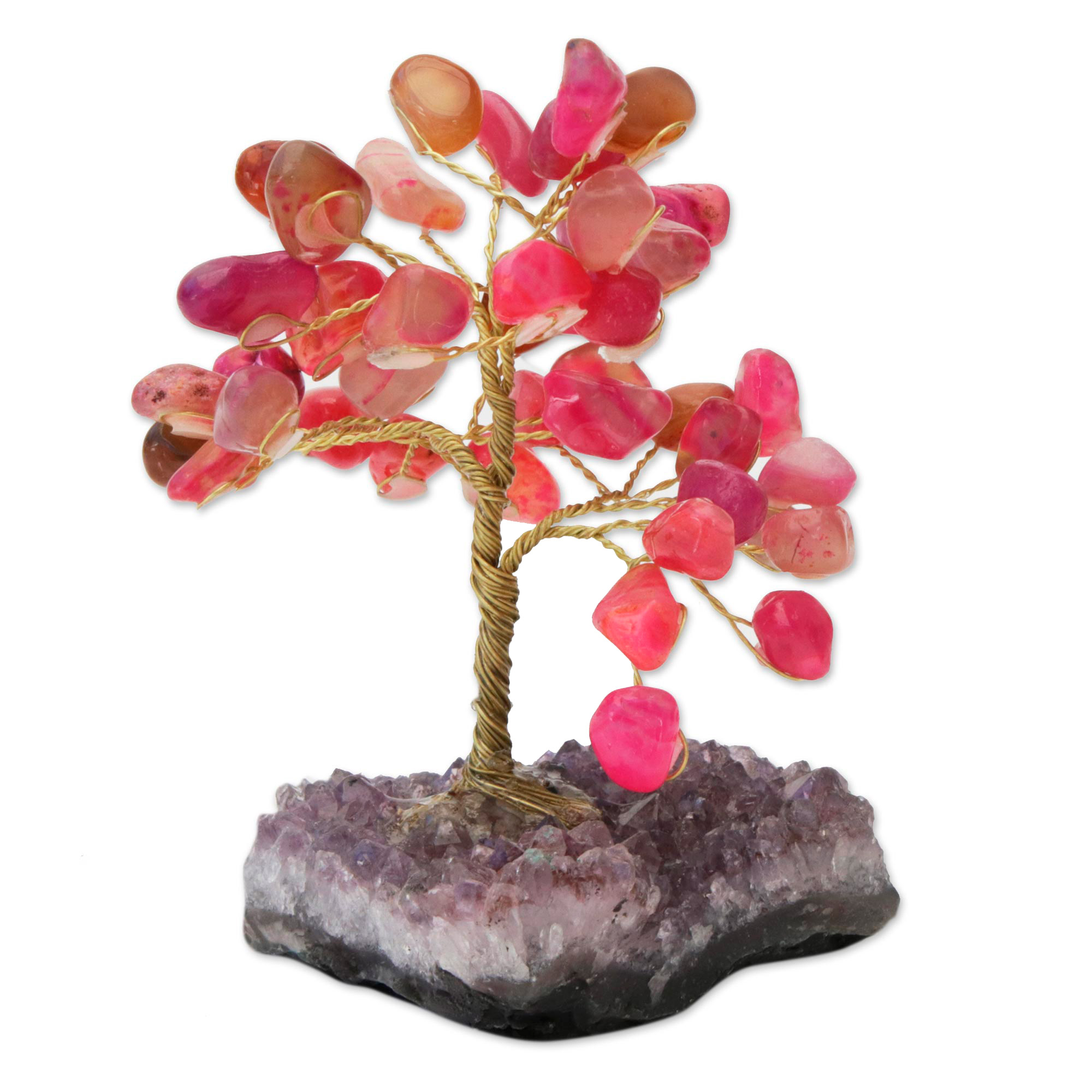 Pink Agate Gemstone Tree with an Amethyst Base from Brazil - Cute ...