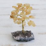 Citrine gemstone tree, 'Sunny Citrine' - Citrine Gemstone Tree with an Amethyst Base from Brazil
