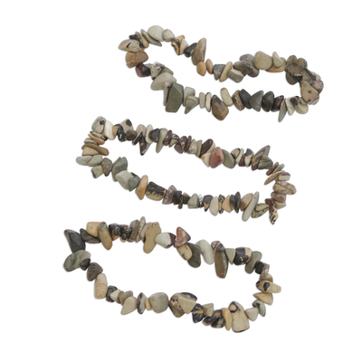 Stretch-Armbänder aus Jaspisperlen, (3er-Set) - Jaspis-Perlen-Stretch-Armbänder aus Brasilien (3er-Set)