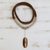 Anhänger-Halskette aus Citrin und Holz, 'Natural Intrigue', 'Natural Intrigue - Citrin- und Holzanhänger mit Sterlingsilberkordel-Halskette