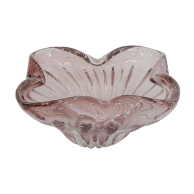 Handblown glass decorative bowl, 'Lilac Petals' - Handblown Murano-Style Glass Decorative Bowl from Brazil