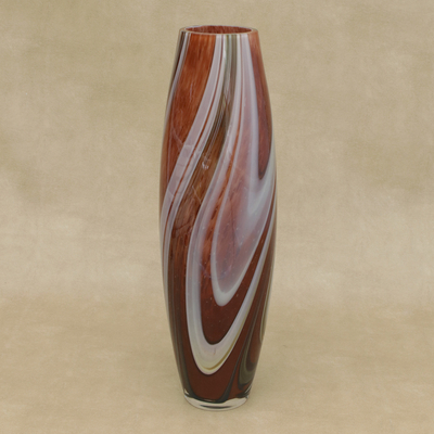 Art glass vase, White Waves