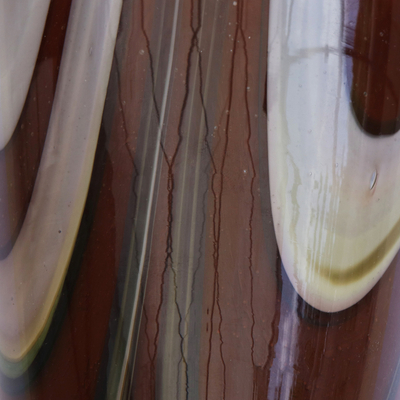 Jarrón de cristal de arte - Jarrón de cristal artístico estilo Murano blanco y marrón de Brasil