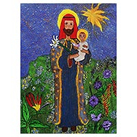 'Saint Joseph' - Signed Naif Painting of Saint Joseph from Brazil
