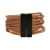 Leather strand bracelet, 'Powerful Together in Tan' - Tan Leather Cord and Stainless Steel Strand Bracelet