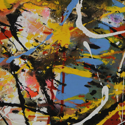 'Explosion der Farben' (2015) - Signierte bunte abstrakte Malerei aus Brasilien (2015)