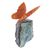 Calcite and amethyst gemstone sculpture, 'Orange Wings' - Orange Calcite and Amethyst Butterfly Gemstone Sculpture (image 2c) thumbail