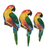 Pinewood wall accents, 'Vibrant Parrots' (set of 3) - Hand-Painted Wood Parrot Wall Adornments (Set of 3) (image 2b) thumbail