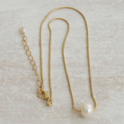 Collar colgante de perlas cultivadas chapado en oro - Collar con colgante de perlas cultivadas chapadas en oro de Brasil