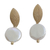 Gold-plated cultured pearl dangle earrings, 'Round Glow' - Circular Gold-Plated Cultured Pearl Dangle Earrings (image 2a) thumbail