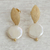 Gold-plated cultured pearl dangle earrings, 'Round Glow' - Circular Gold-Plated Cultured Pearl Dangle Earrings (image 2b) thumbail