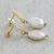 Gold-plated cultured pearl dangle earrings, 'Round Glow' - Circular Gold-Plated Cultured Pearl Dangle Earrings (image 2c) thumbail