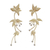 Rhodium accented gold plated brass drop earrings, 'Petal Cascade' - Floral Rhodium Accented Gold Plated Brass Drop Earrings (image 2a) thumbail