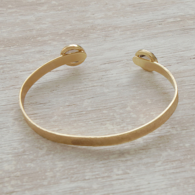 Gold plated smoky quartz cuff bracelet, 'Glittering Magnitude' - Gold Plated Smoky Quartz Cuff Bracelet from Brazil