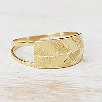 Goldring „Glittering Texture“ – Ring aus 10-karätigem Gold mit Kombinationsfinish aus Brasilien