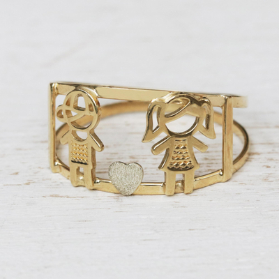 anillo de banda de oro - Romántico anillo de banda de oro blanco y amarillo de 10k de Brasil