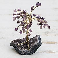 Amethyst gemstone sculpture, 'Little Tree'