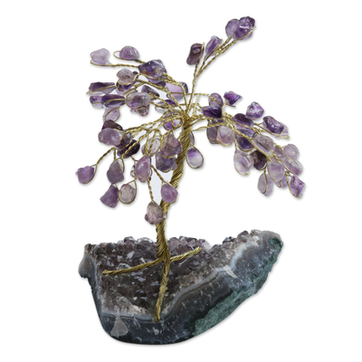 Amethyst Gemstone Tree Sculpture from Brazil - Little Tree | NOVICA