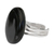 Art glass cocktail ring, 'Gleaming Surface in Black' - Circular Glass Cocktail Ring in Black from Brazil (image 2a) thumbail