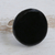 Art glass cocktail ring, 'Gleaming Surface in Black' - Circular Glass Cocktail Ring in Black from Brazil