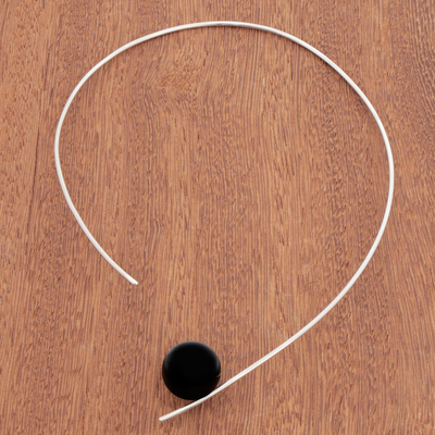Agate collar necklace, 'Cosmic Equilibrium' - Modern Agate Collar Pendant Necklace from Brazil