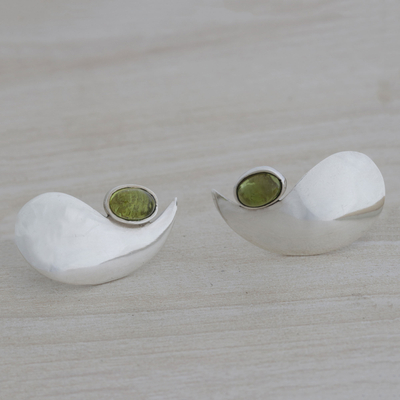 Peridot drop earrings, 'Gleaming Tadpoles' - Tadpole-Shaped Peridot Drop Earrings from Brazil