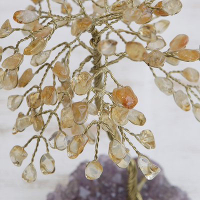 Citrine gemstone tree, 'Mystical Tree' - Handmade Citrine Gemstone Tree Crafted in Brazil