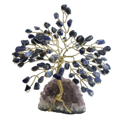 Handmade Sodalite Gemstone Tree Crafted in Brazil