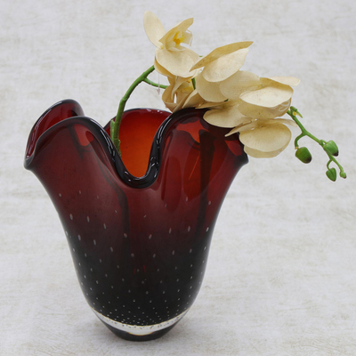 Art glass vase, Red Splash (11 inch)