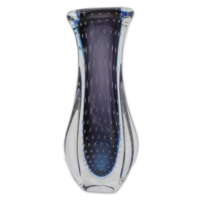 Art glass vase, 'Elegant Hues' - Handblown Art Glass Vase Crafted in Brazil