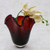 Art glass vase, 'Red Splash' (14 inch) - Handblown Art Glass Vase in Red from Brazil (14 Inch) thumbail