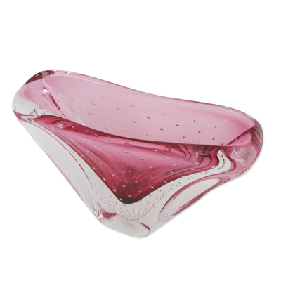 Pink Art Glass Decorative Bowl from Brazil