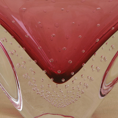 Tazón decorativo de vidrio de arte - Cuenco decorativo de vidrio artístico rosa de Brasil