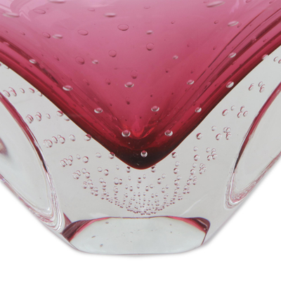 Dekorative Schale aus Kunstglas - Dekorative Schale aus rosafarbenem Kunstglas aus Brasilien
