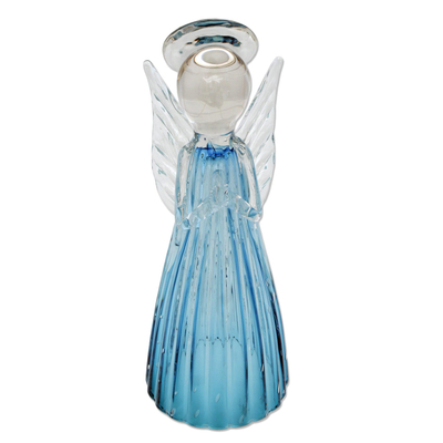 Handblown Art Glass Blue Angel Sculpture form Brazil