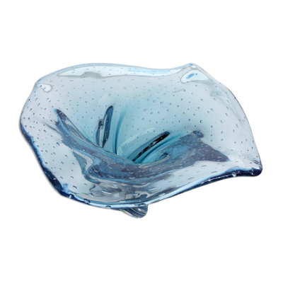 Kunstglasvase - Handgeblasene Kunstglasvase in Blau aus Brasilien