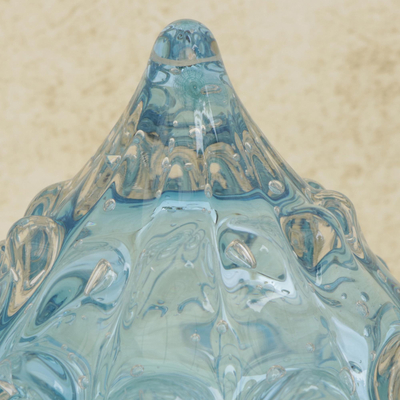 Art glass sculpture, 'Mystical Drop' - Drop-Shaped Art Glass Sculpture Crafted in Brazil
