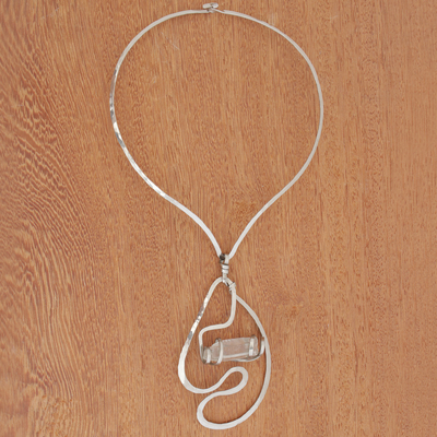 Halskette mit Quarzanhänger - Halskette mit Kristallquarz-Kragenanhänger aus Brasilien
