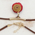 Gold accent wood and suede pendant necklace, 'Vermilion Blossom' - Handcrafted Gold Accent Vermilion Rose Necklace from Brazil (image 2b) thumbail