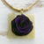 Wood and horn pendant necklace, 'Enticing Rose' - Purple Wood and Horn Flower Pendant Necklace from Brazil