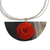 Wood and horn pendant necklace, 'Half-Moon Rose' - Red Wood and Natural Horn Pendant Necklace from Brazil
