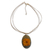 Wood and horn pendant necklace, 'Moody Rose' - Oval Wood and Horn Flower Pendant Necklace from Brazil