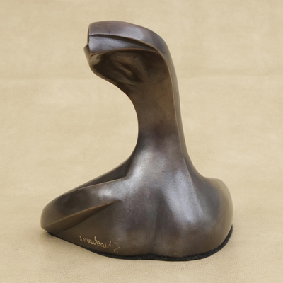 Bronze sculpture, 'Sensual Woman II' - Female Form Oxidized Bronze Sculpture from Brazil