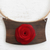 Gold accent wood pendant necklace, 'Red Rose Medallion' - Handcrafted Brazilian Red Rose Theme Women's Necklace