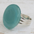 Fused glass cocktail ring, 'Tranquil Sky' - Handcrafted Celadon Green Fused Glass Disc Cocktail Ring (image 2b) thumbail