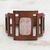 Rose quartz wristband bracelet, 'Chestnut and Rose' - Art Deco Brown Leather Wristband Bracelet with Rose Quartz thumbail