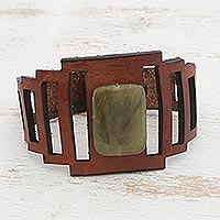 Jasper wristband bracelet, 'Chestnut and Meadows'