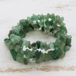 Quartz beaded stretch bracelets, 'Verdant Trio' (set of 3) - Green Quartz Beaded Stretch Bracelets from Brazil (Set of 3)