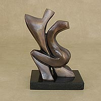 Bronze sculpture, 'Magic' - Romance-Themed Abstract Bronze Sculpture from Brazil